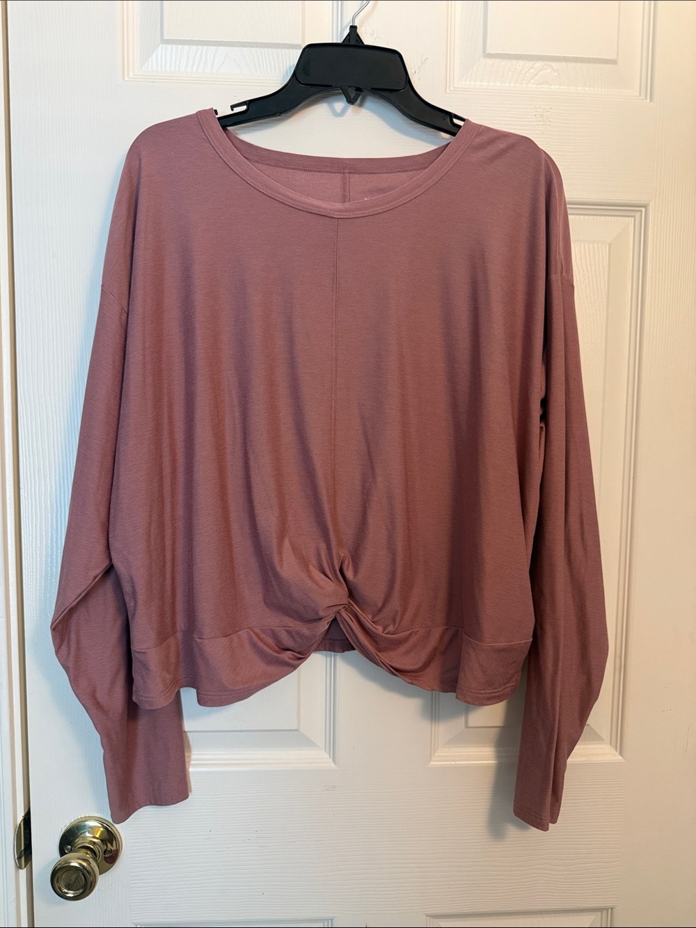 Old Navy Dusty Mauve Twist-Front Long Sleeve Top